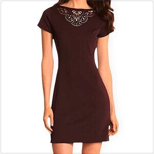 Miss Sixty 60 Emma Eggplant Wine Lasercut Neck Low Back Sheath Mini Dress 6